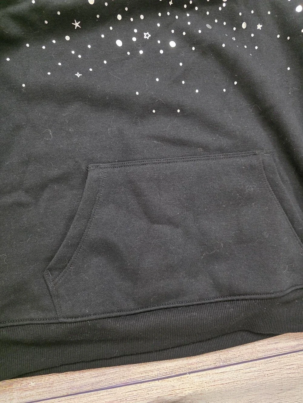 Cat & Jack‎ Black Hoodie with Silver Star Stud Detailing Size Large 10/12
